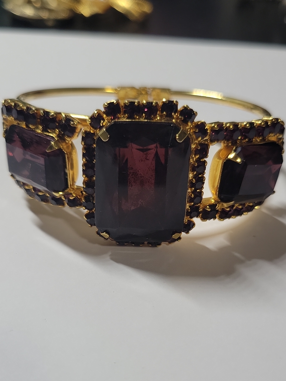 Gold-Plated Bracelet with Deep Garnet-Colored Stones